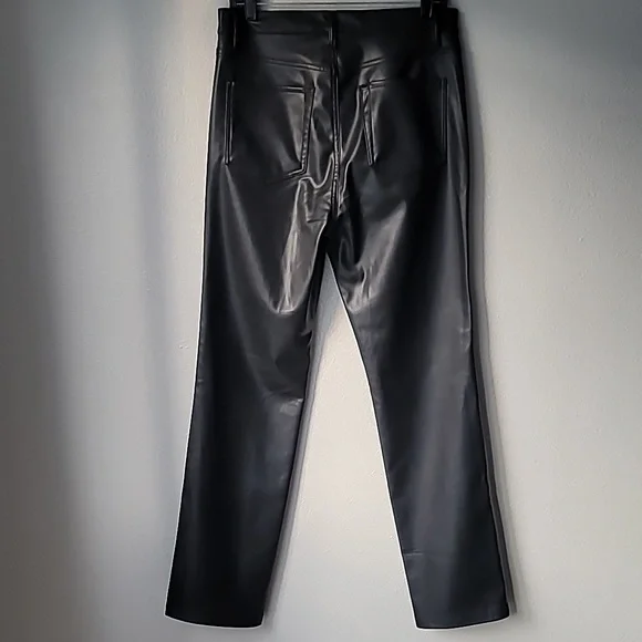 7 For All Mankind Faux Leather Straight Leg Pants, Size 31, Color Black - Picture 6 of 12